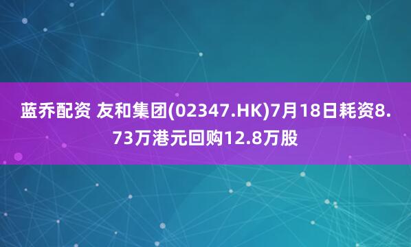 蓝乔配资 友和集团(02347.HK)7月18日耗资8.73万港元回购12.8万股
