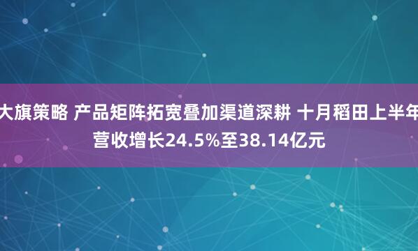 大旗策略 产品矩阵拓宽叠加渠道深耕 十月稻田上半年营收增长24.5%至38.14亿元